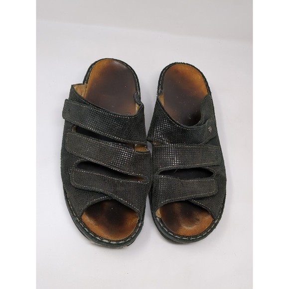 FINN Women's Size US 9.5 UK 7 Cremona Black Leather Slide Adjustable Sandals VTG - Picture 5 of 10